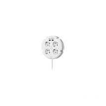 Simon - Mehrfachsteckdose 'Combi' Farbe Weiß der 'Serie 10' mit 4 Steckdosen 16A 250V+2USB und Kabel H05VV-F 3G1,5mm² 1,5m Länge Ø1