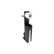Combinación de inodoro con soporte para smartphone Acero y Bambú YONI Negro mate Spirella