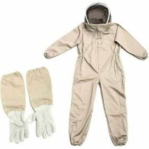 Imkeranzug - Professionelle Imkerausrüstung Mit Handschuhen, Schützender Kapuze Für Imker Gegen Wespen, Wespenschutz, Kaffeebraun, Größe Xl.