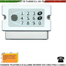 Securvera - Chiamata Telefonica Soccorso Sintesi Vocale Combinatore pstn 3 Canali Programmabili 3 Messaggi da 15" Senza Risposta Richiama 2/9 Volte