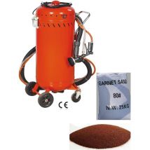 Equipement Express Sicoba - Combiné Sableuse Aérogommeuse Aspirateur mobile 106L intérieur/extérieur + Sac 25kg d'Abrasif Garnet 80A+ Mesh