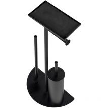 Porte brossee wc Wenko Cosenza Neo noire 4 en 1 avec brosse wc support papier toilette porte-brosse wc design moderne brosse wc remplaçable pour
