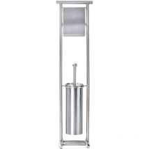 Combiné wc Lioni, serviteur wc 2en1, brosse wc et dérouleur papier toilette, Acier Inox, 49,5x76x37 cm, mat - Wenko