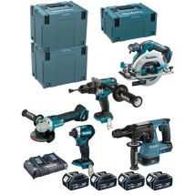Makita - Pack de 5 outils DLX5038PTJ 18V Li-Ion (4x5Ah) en makpac