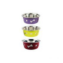 Lima - Comedero acero inox. Silicon Bowl rojo