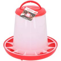 Basics - Comedero Para Aves Plástico Ø25x26cm 3Kg Transparente Rojo Pet Food