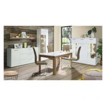Comedor completo baba roble claro y blanco
