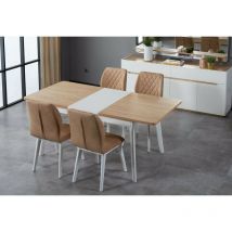 Azura Home Design - Comedor completo lyre con 4 sillas madera y blanco