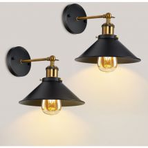 2 Packs de Lampes Murales Industrielles, Appliques Murales Vintage avec Rotation à 180°, Luminaire en Métal E27, pour Chambre Cuisine Restaurant,