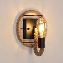 Applique Murale Corde, Applique Murale Rustique Rétro Industrielle, Lampe Murale Vintage en Corde de Chanvre Intérieur pour Chambre à Coucher,