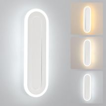 Applique Murale Interieur, 14W Moderne Lampe Murale Blan avec Abat-jour en Verre E27, 3 Température de Couleur 3000K/4500K/6500K Luminaire Mural pour