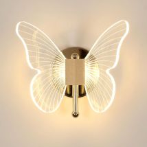 Applique Murale led 10W, Lampe Murale Papillon Créative, 3 Couleurs Réglables 3000K-6500K, Applique de Chevet, Applique Murale pour Chambres