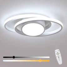 COMELY Dimmbare LED-Deckenleuchte, 39 W, moderne runde LED-Deckenleuchte, 4387 lm, mit Fernbedienung, silberne LED-Deckenlampe 3000 K-6500 K für