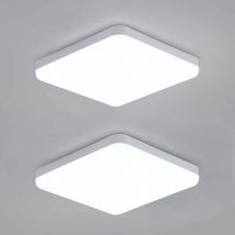 Pack de 2 Plafones led Cuadrados 32W, IP54 resistente a la intemperie, 3600LM 6500K Blanco Frío - Ideal para Baño, Cocina, Pasillo, Balcón - Comely