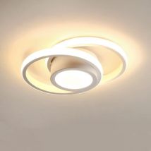 COMELY Plafón LED Moderno 32W, Doble Círculo de Aluminio, para Pasillo, Entrada, Oficina, Dormitorio, Cocina, Corredor - Blanco - Luz Cálida 3000K