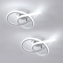 Plafonnier led Moderne Design Créatif en Aluminium Lampe de Lustre pour Cuisine Salon Chambre Salle à Manger(2PCS Blanc 30W Lumière Blanche Froide