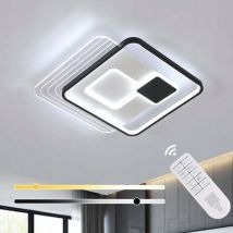 Comely - Quadratische LED-Deckenleuchte 45x45cm, Modernes Schwarz/Weiß-Acryl, 37W Dimmbar mit Fernbedienung, für Wohnzimmer/Schlafzimmer/Küche