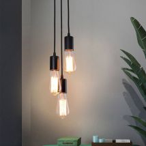 Suspension industrielle vintage, lustre en fer à 3 flammes, plafonnier E27 noir créatif pour chambre, cuisine, salon (sans ampoule) [Classe
