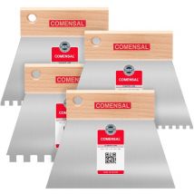 Spatole trapezoidal – 4x Spatola per Stucco - Spatole in Acciaio Inossidabile - Spatola dentata - Set di spatole - Spatola con lama in acciaio