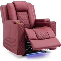 Comhoma - Fauteuil de Massage Electrique Eclairage led Sofa Châssis Home Theater Shake Rotating Recliner Sofa With 2 porte-gobelets Red