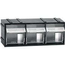Unité de stockage en plastique modulaire l 192 x p 60 x h 77 mm avec 3 cubes d'inclinaison transparents - Noir