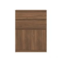 Commode 2 portes battantes 2 tiroirs Bois marron - qiz - l 78 x l 35 x h 105 cm