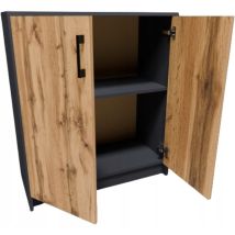 Commode 2D GRAPHITE-WOTAN, deux portes, bibliothèque anthracite ROB