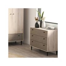 TMM - Commode 3 tiroirs Chêne clair - gonsai - l 90.5 x l 39.5 x h 72.5 cm
