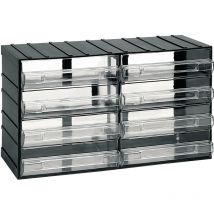 Artplast - Meuble de rangement modulaire en plastique l 382 x p 148 x h 230 mm avec 8 tiroirs transparents - Noir