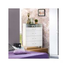 Commode 4 tiroirs 1 niche Blanc/Marbre gris - daimana - l 84 x l 43 x h 55 cm