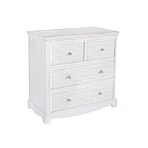 Iperbriko - Commode 4 tiroirs blanc avec finition décapée - 80x40x80 cm
