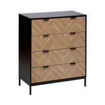 5five Simply Smart - Commode 4 Tiroirs 'Chevrons' 95cm Naturel & Noir