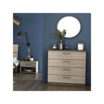 TMM - Commode 4 tiroirs Chêne clair - oda - l 80 x l 38 x h 81 cm