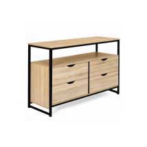 Idmarket - Commode 4 tiroirs detroit 110 cm design industriel avec étagère