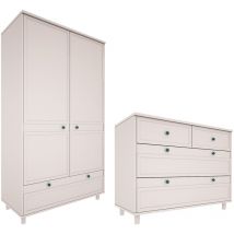 Commode 4 tiroirs et armoire 2 portes Wood Luck Gabriel - Beige