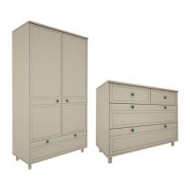 Commode 4 tiroirs et armoire 2 portes Wood Luck Gabriel - Vert Eucalyptus