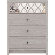 Commode 4 Tiroirs avec miroir Galano ilse – 70cm w x 39.8cm d x 93.8cm h – couleur chêne gris poussiéreux