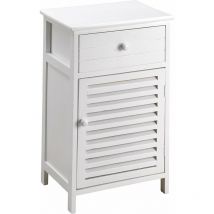 King Home - Commode à 1 tiroir avec porte, blanche