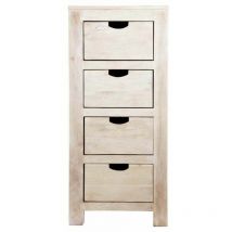 Massivmoebel24 - Commode 45x40 Acacia blanchi Blanc nature white 54 - beige