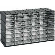 Unité de stockage en plastique modulaire l 382 x p 148 x h 230 mm avec 48 tiroirs transparents - Noir