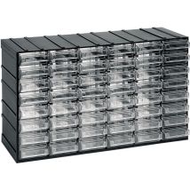 Unité De Stockage En Plastique Modulaire L 382 X P 148 X H 230 Mm Avec 48 Tiroirs Transparents - Noir