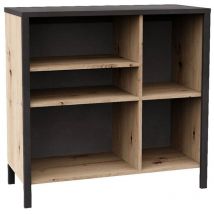 Terre De Nuit - Commode avec 5 compartiments ouverts Chêne artisanal Acier foncé fmd