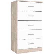 Vmo Home - Sinfonier Couple 5 tiroirs commode sahara chambre à coucher blanc mat 50x90x33cm