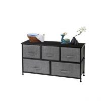 Lunsy - Commode 5 tiroirs en tissu,à 2 étages,la chambre d'étudiant,le salon,le couloir,gris