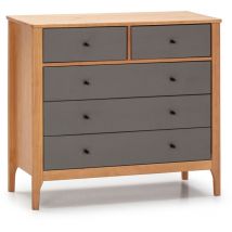 Vs Venta-stock - Commode 5 tiroirs Luca dans les tiroirs Chêne/Gris, 79 cm Longueur