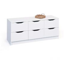 Link's - Commode à six tiroirs, coloris blanc,50 x 40 x 120 cm