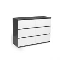 Idmarket - Commode 6 tiroirs tomi 110 cm bois gris et blanc