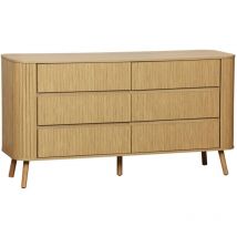Sweeek - Commode 6 tiroirs. décor strié naturel. l 150 x p 45 h 80cm