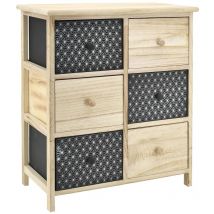 Aubry Gaspard - Commode en bois teinté noir et naturel 6 tiroirs