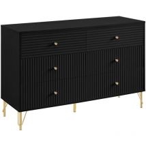 Vente-unique - Commode 6 tiroirs - Noir - lureo